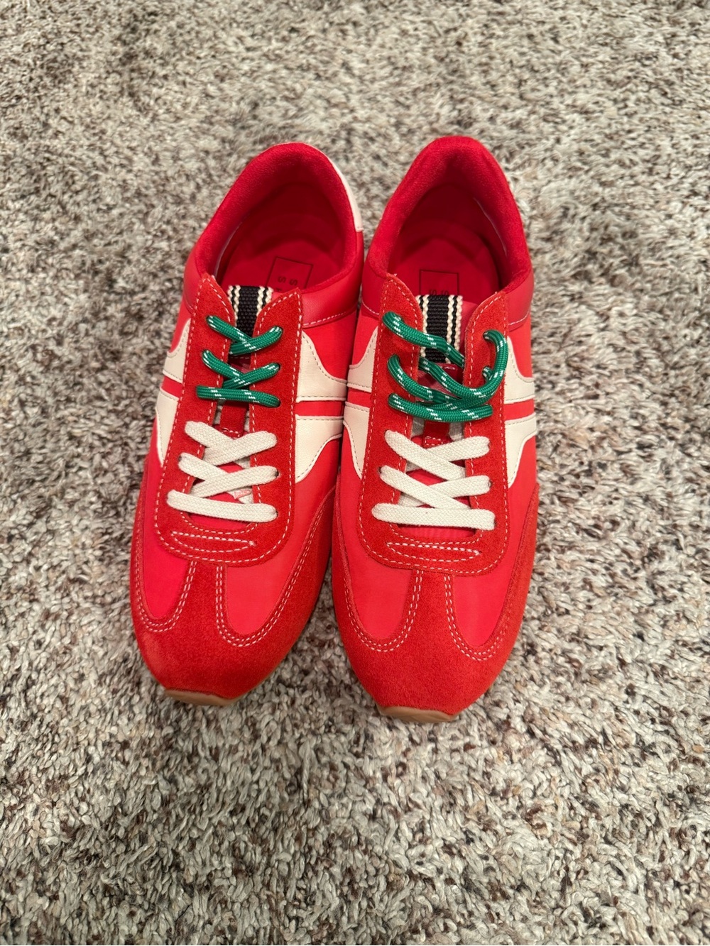 ShuShop Retro Runner Sneakers Red Cream Green Size 8 NWOT